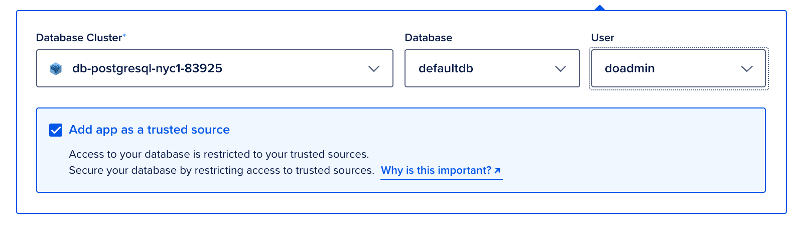 Managed DB Enable Trusted