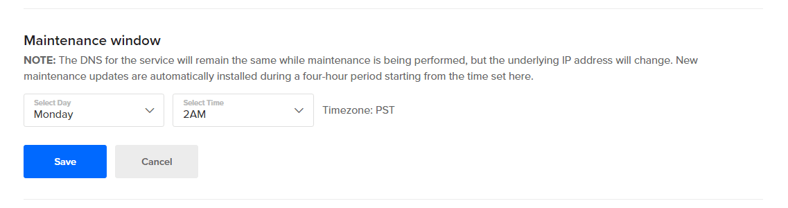 Screenshot of maintenance scheduler window